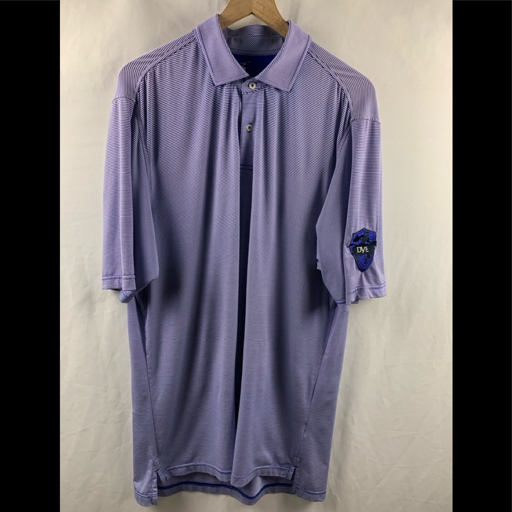 F&G Tech Preowned excellent condition blue white strip polo shirt